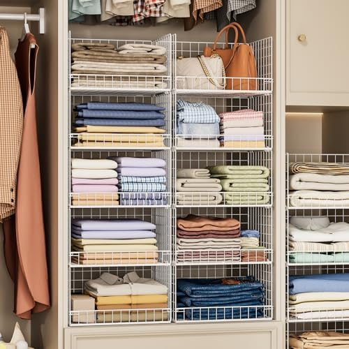 Yociyoga 5-Tier Stackable Closet Organizers and Storage Basket - Foldable Clo...