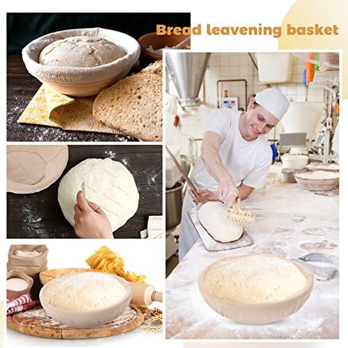 Nuogo 5 Pack Banneton Bread Proofing Baskets 8.5" Round with Liners