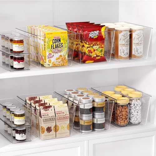 6 Pack Clear Plastic Storage Bins, Kitchen&Pantry Organizer Large