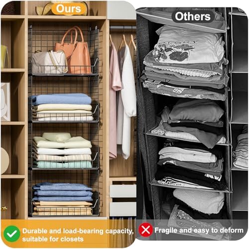 Jakyitvi 4-Tier Extra Height Stackable Closet Organizer – Foldable Storage Bi...