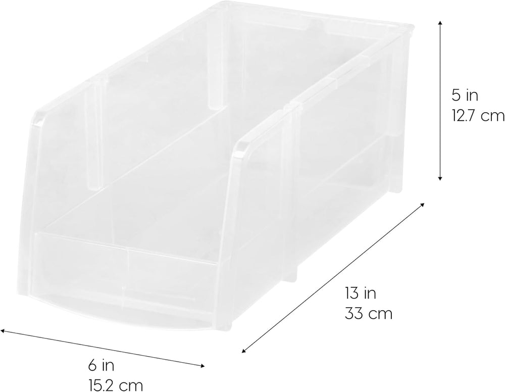 IRIS USA 8-Pack, Large Clear Stackable Storage Bins