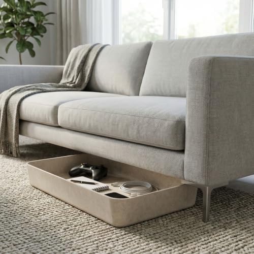 Welaxy Felt Underbed Storage Basket Oatmeal Natural Nordic shelf bin long