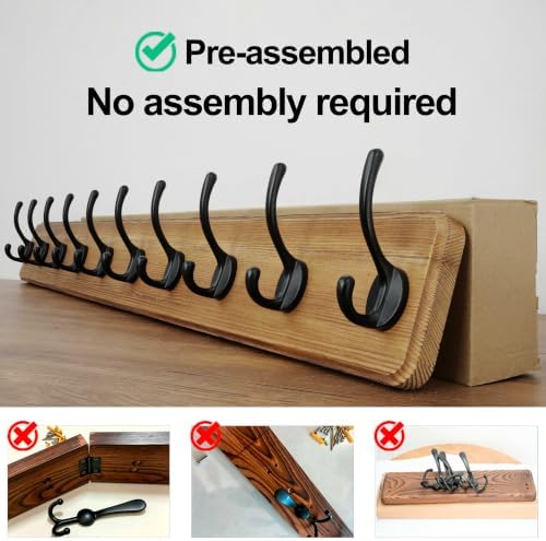 WEBI Rustic Coat Rack Wall Mount,10 Hooks,38 9/16" Long Coat Hooks Wall ...
