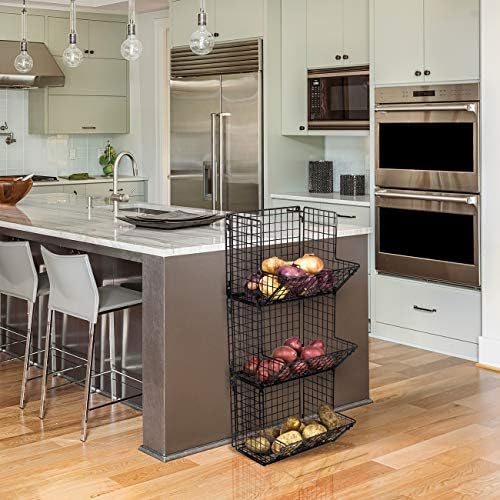 Sorbus Hanging Fruit Basket Wall Mounted Wire Metal Bins - 3 Tier Storage Bas...