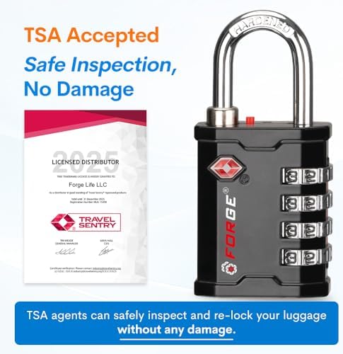 FORGE 4-Digit TSA Approved Travel Locks – TSA008 Key System, Key Duplication ...