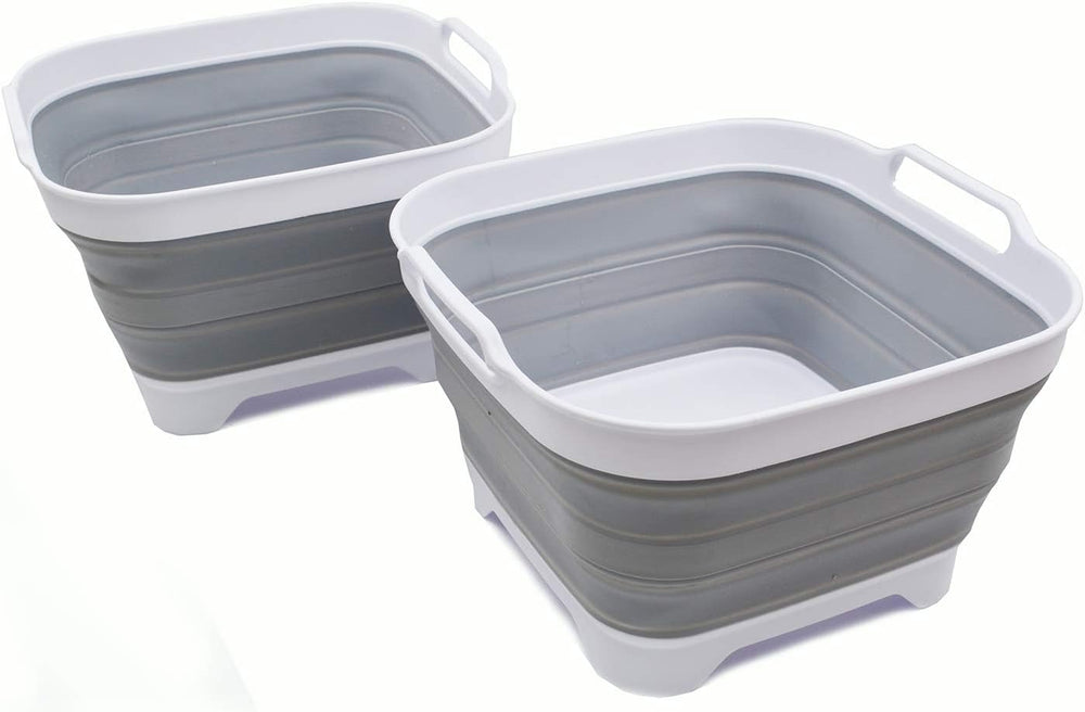 SAMMART 10L (2.64 gallon) Collapsible Dishpan with Draining Plug - Foldable W...