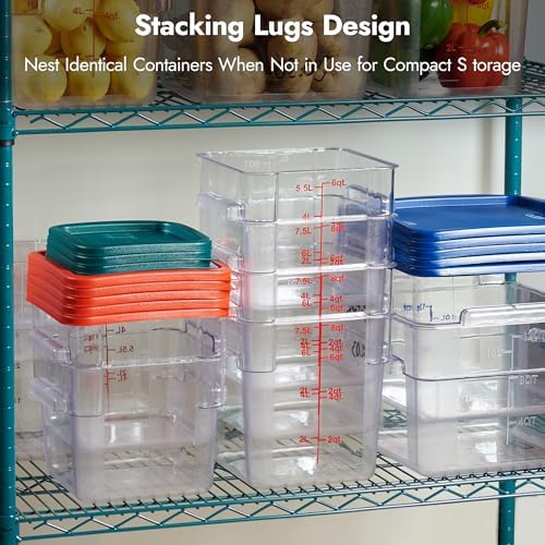 CURTA 4 Pack Food Storage Container with Green Lid - NSF Commercial Grade in ...