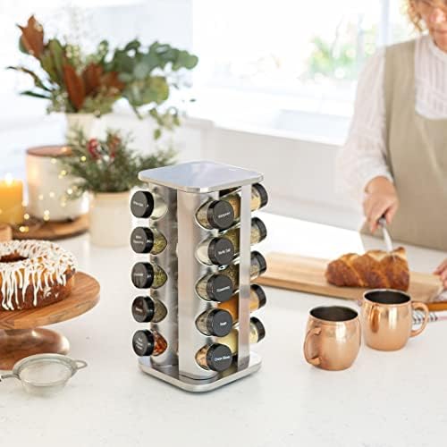 Orii 20 Jar Rotating Spice Rack with Spices Included & 5-Year Free Spice ...