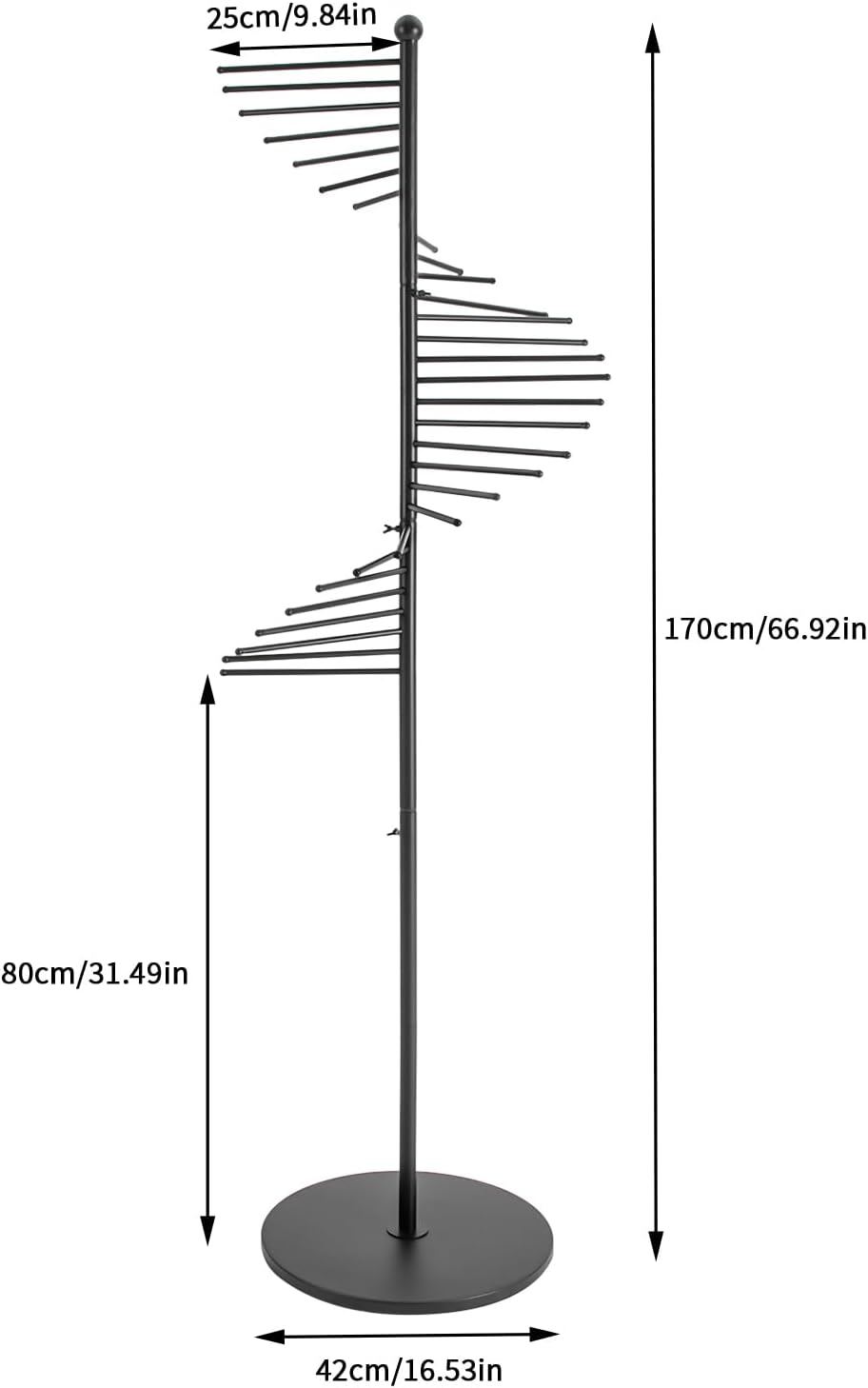 DYRABREST 67" Freestanding Scarf Organizer, Metal Spiral Scarf Holder wi...