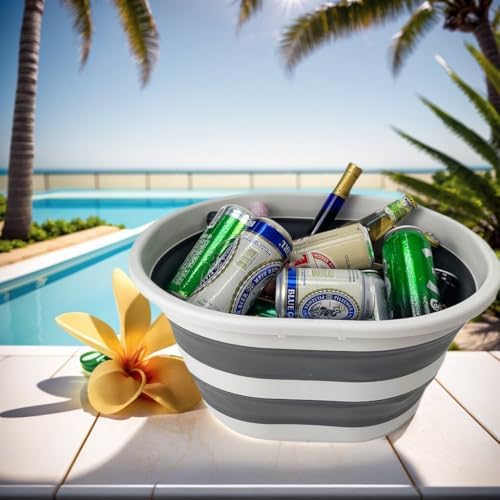 SAMMART 22L (5.8 Gallons) Collapsible Plastic Laundry Basket-Oval Bin/Foldabl...