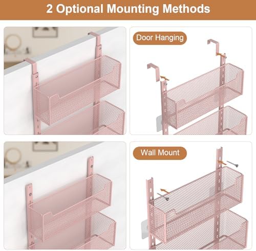 VyGrow Over The Door Organizer, Metal Door Organizer Hanging with 5 Adjustabl...