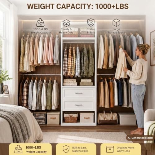 79"H Metal Walk In Closet System with 4 Expandable Hanging Rods