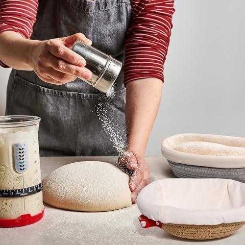 KneadAce Cotton Rope Banneton Bread Proofing Basket Set, Oval & Round Bre...