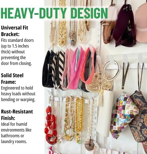 Evelots Rack for Purses, Belts, Jewelry, Ties, Hats - New Over the Door Organ...