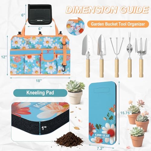 KUNN 5 Gallon Garden Bucket Tool Organizer & Kneeling Pad Set, 18-Pocket ...