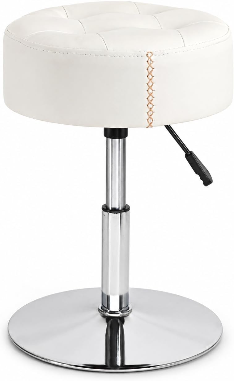 Adjustable Vanity Stool with High-Density Non-Sagging Foam & Metal Base