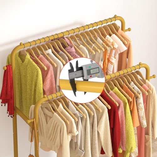 Laiensia Double Rods Garment Rack with Wheels, Clothing Rack for Hanging Clot...