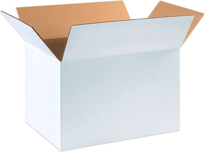 BOX USA 181212W Corrugated Cardboard Box 18" L x 12" W x 12" H, White, For Shipping, Packing and Moving (Pack of 25)