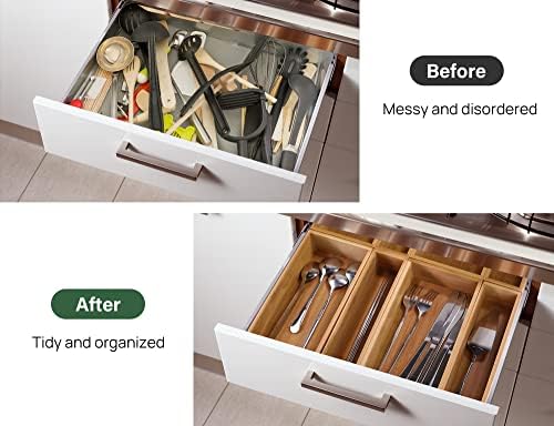Kootek 8Pcs Bamboo Drawer Organizer 4-Size Kitchen Storage Box for Flatware