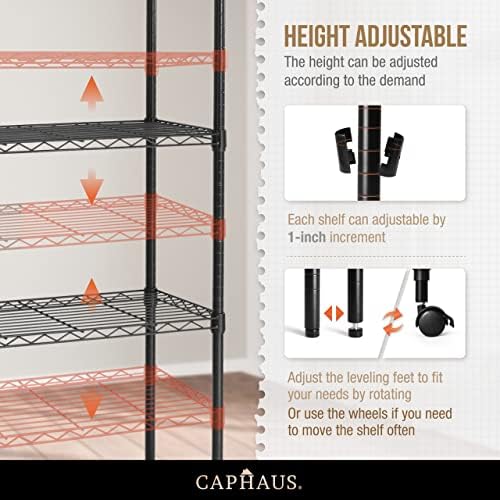 CAPHAUS NSF Adjustable Height Wire Shelving Unit w/Liner, Basement Storage Sh...