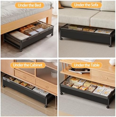 KITHELP Under Bed Storage with Wheels,2 Pack Under Bed Shoe Storage, Under th...