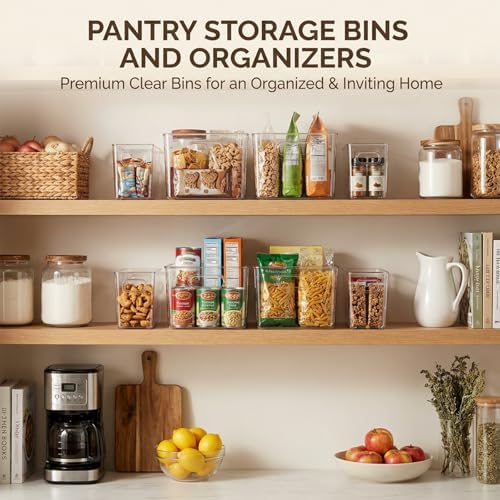 MOONEDGE 8 Pack Clear Plastic Storage Organizer Bins, 4 Large & 4 Narrow