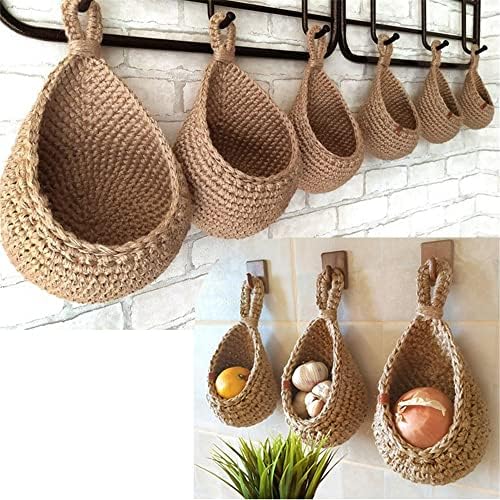 3pack Wall Hanging Vegetable and Fruit Basket Woven Fruit Basket For Kitchen ...