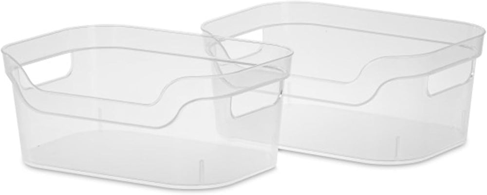 Sterilite 9.5 x 6.5 x 4 Inch Small Open Scoop Front Clear Storage Bin with Co...
