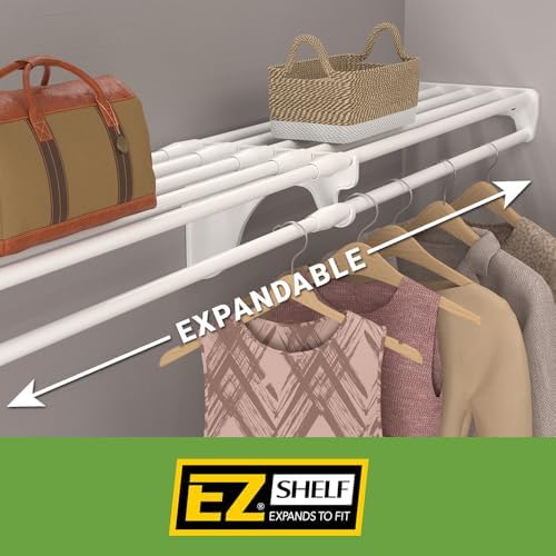 EZ Shelf - DIY Expandable Closet Shelf (NO Hanging Rod) - 28” to 48” - White ...