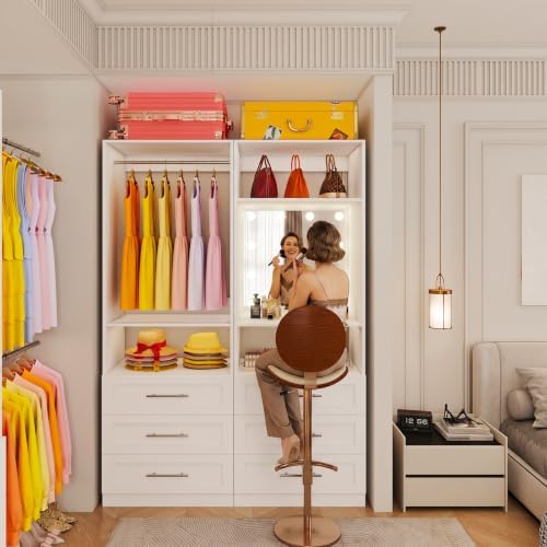 Closet System with Drawers, 2FT–9FT Closet Organizer System with 4 Adjustable...