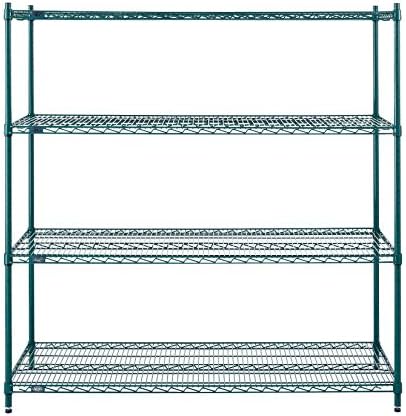 Nexel Poly-Green Antimicrobial Adjustable Wire Shelving Unit, 4 Tier, Heavy D...