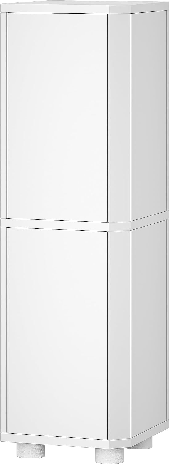 Hzuaneri Corner Bathroom Cabinet,Small Corner Floor Cabinet with 4 Doors