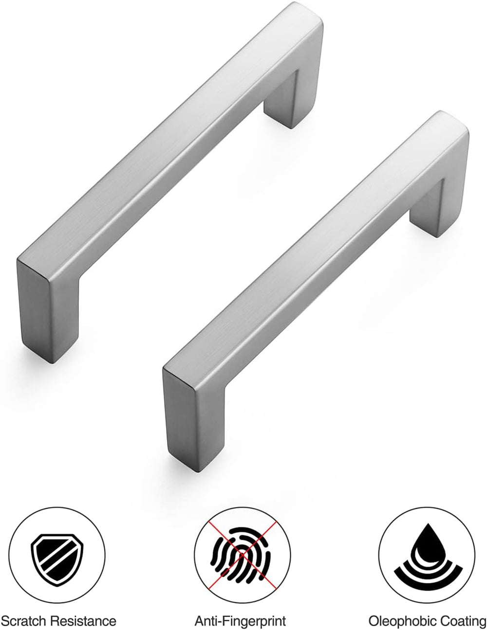 Ravinte Brushed Nickel Square Solid Cabinet Handles, 3 Inch, 30 Pack