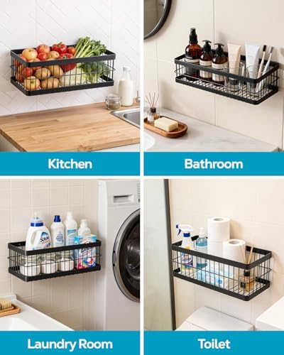 Nieifi Hanging Fruit Basket 4-Pack, Wall/Adhesive Mount