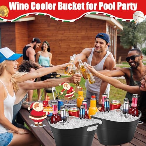 24 Pcs Oval Storage Tub with Handles Ice Buckets for Parties, Black