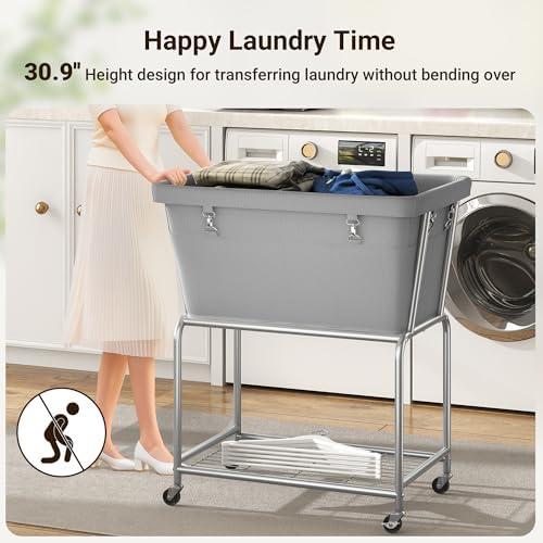 ELYKEN Rolling Laundry Hamper with Wheels, Removable Bag, Laundry Cart
