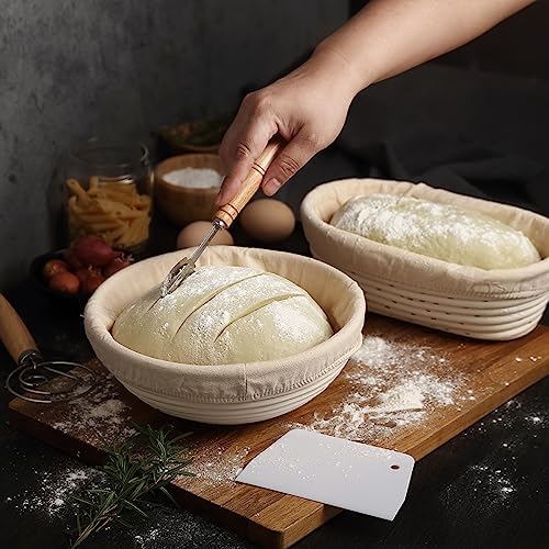 Saint Germain Bakery Premium Round Bread Banneton Basket with Liner - Perfect...