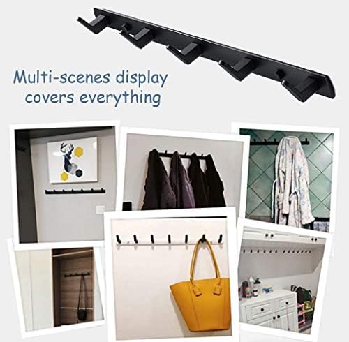 Wall Mounted Coat Rack, 6 Hooks, 21.7"x1.3", Modern, Black, 2 Pcs