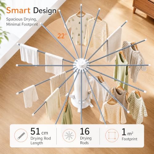 Clothes Drying Rack Foldable with Rolling Wheels, Portable Laundry Drying Rac...