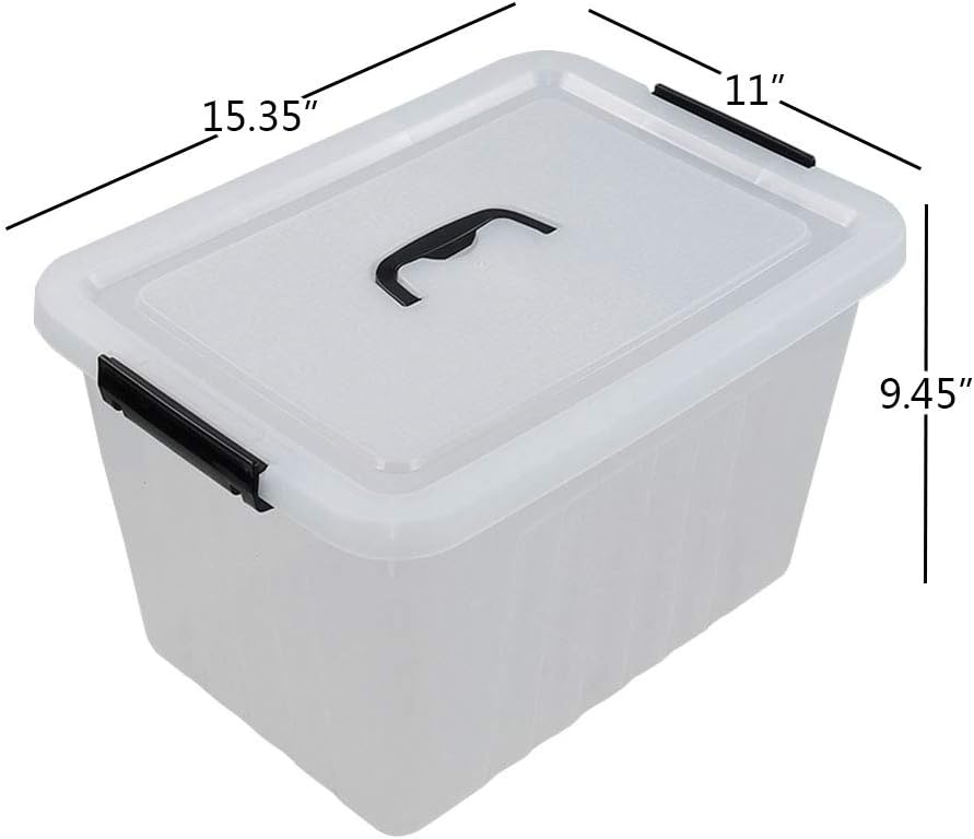 25 Quart Clear Latching Tote, Plastic Storage Bin, Pack of 4