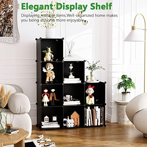 C&AHOME Cube Storage Organizer, 9-Cube Bookcase, Closet Cabinet Black