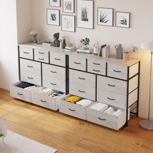 LUMTOK 10 Drawers Dresser with Fabric Bins for Bedroom,Closets,Greige