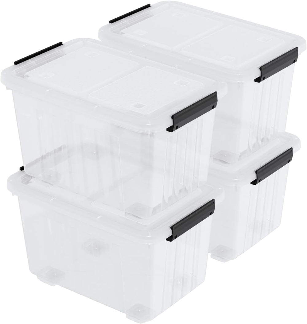 50 Quart Large Clear Plastic Storage Bins with Lids, 4 Packs
