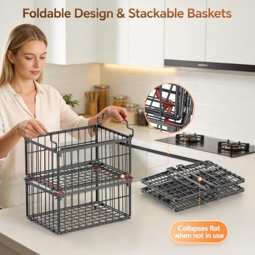 Freezer Organizer Bins, 6 Pack Enlarged Baskets for 5-9 Cu.FT Deep Freezer