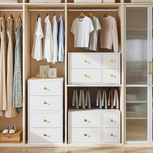 Romorgniz 4-Drawer Stackable Storage Unit, Versatile Closet Organizer
