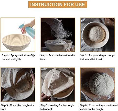 Banneton Bread Proofing Basket Set of 4PCS 6 Inch Mini Round Sourdough Dough ...