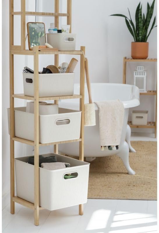 Superio Eco-Friendly Decorative Plastic Basket Open Home Storage Bins Organiz...