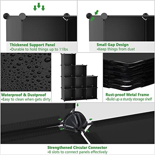C&AHOME Cube Storage Organizer, 9-Cube Bookcase, Closet Cabinet Black