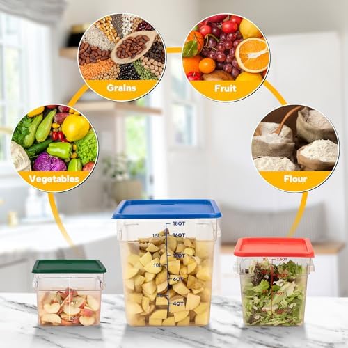 BIEAMA 4 Pack 8 Qt Square Food Storage Containers with Lids, NSF, Clear
