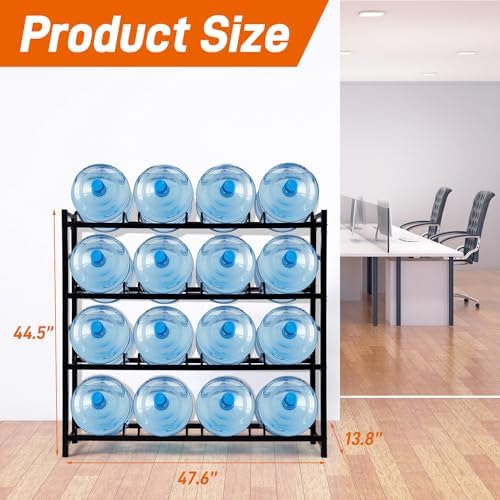 16-Tray Water Cooler Jug Rack - Heavy Duty Carbon Steel 5 Gallon Water Dispen...